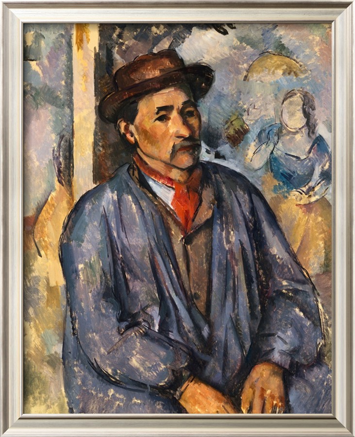 Man in a Blue Smock - Paul Cezanne Painting